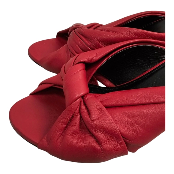Balenciaga Drapy Red Twisted Leather Knife Open Toe Mule Pumps SZ 36 - Picture 3 of 12